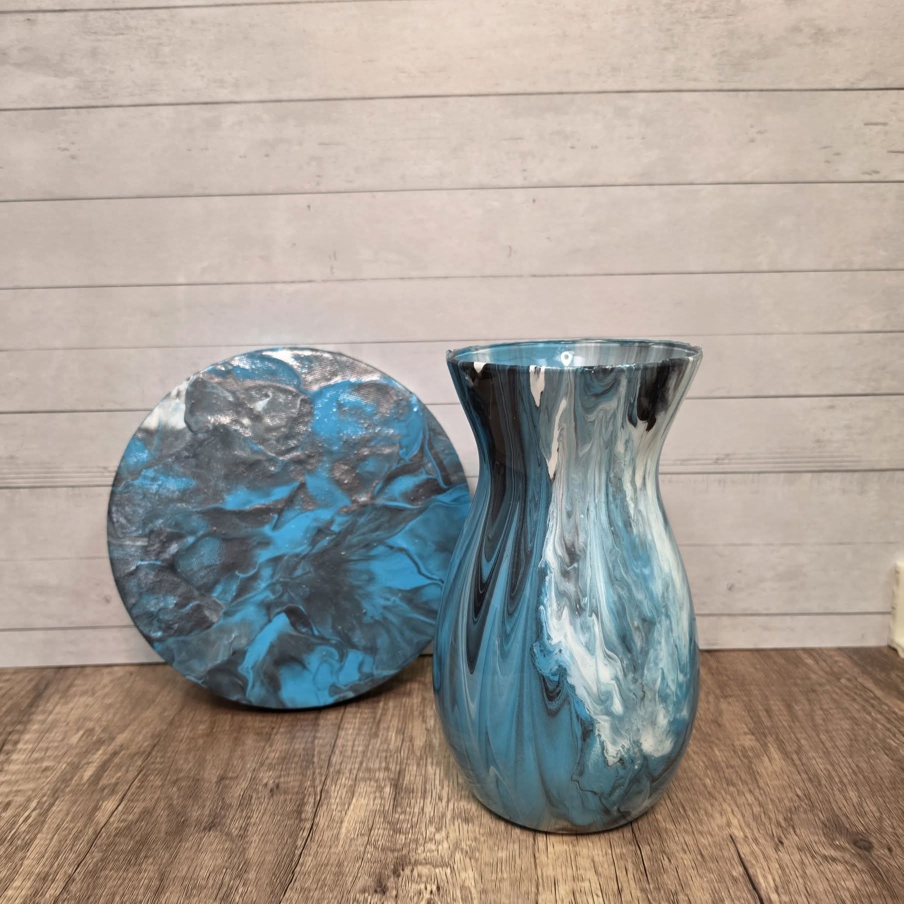 Fluid Art Vase and Canvas
