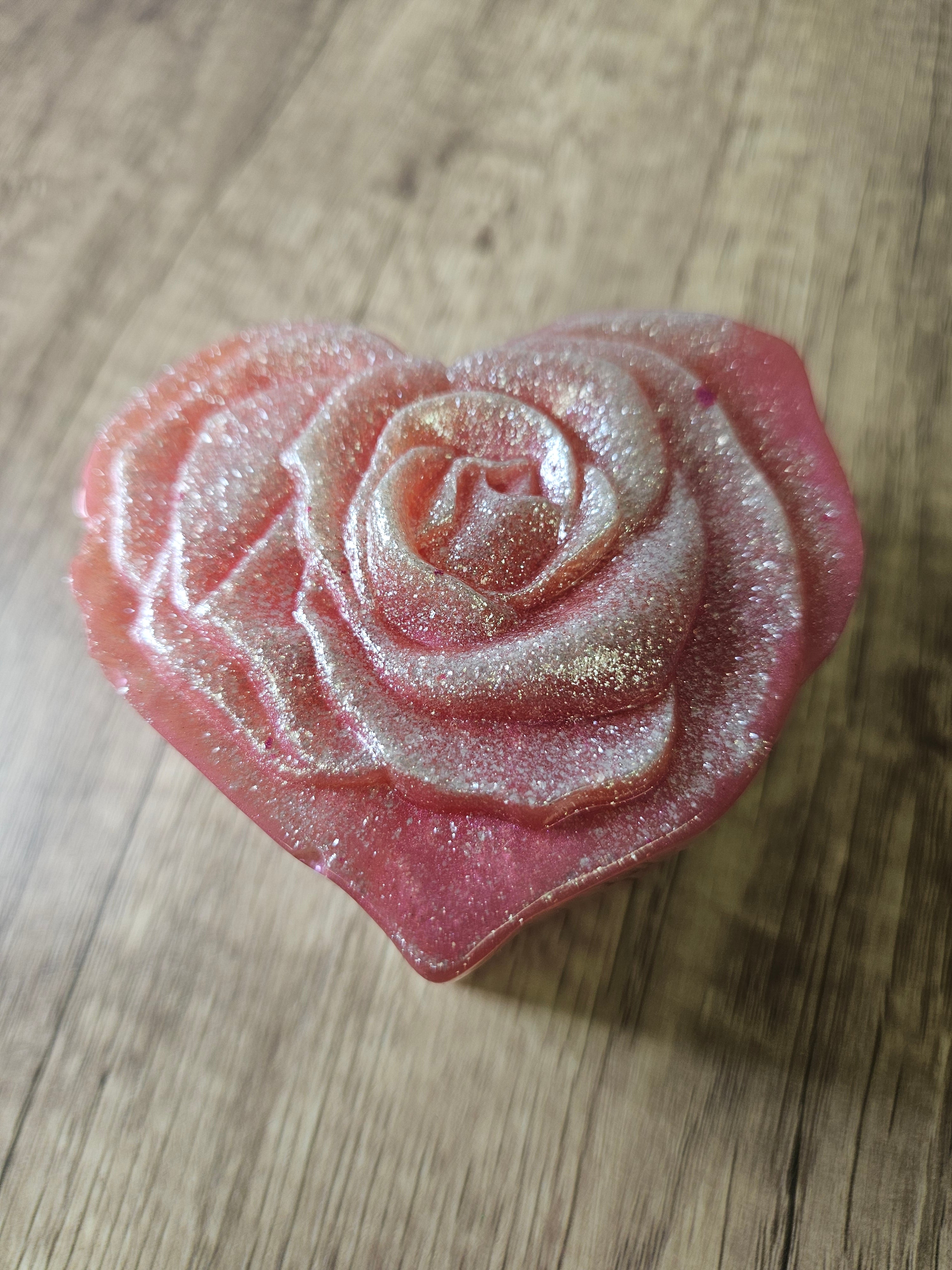 Resin Heart Shaped Rose Jar