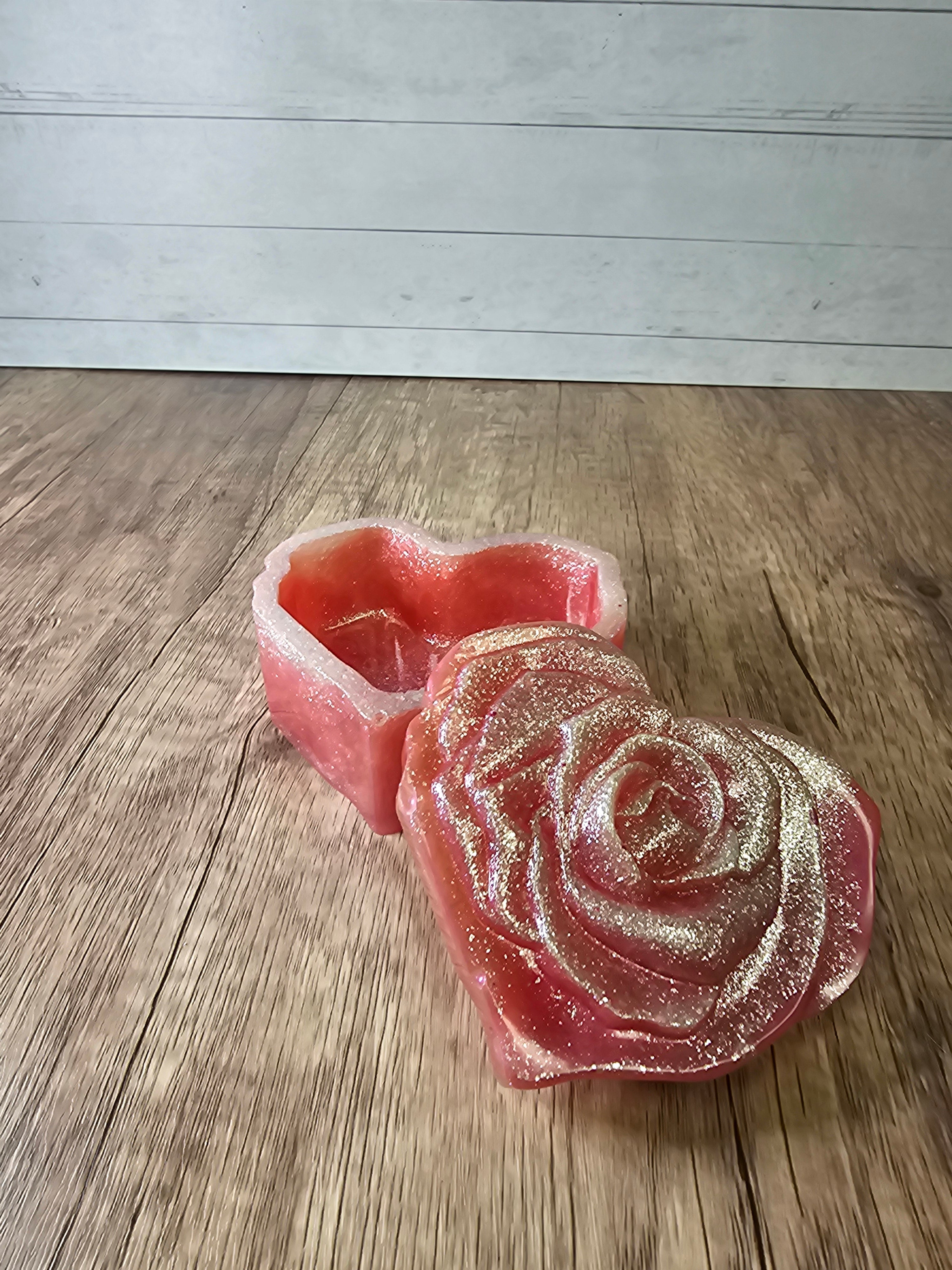 Resin Heart Shaped Rose Jar