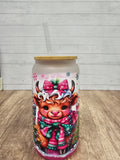 Christmas Cow Glass Can Tumbler