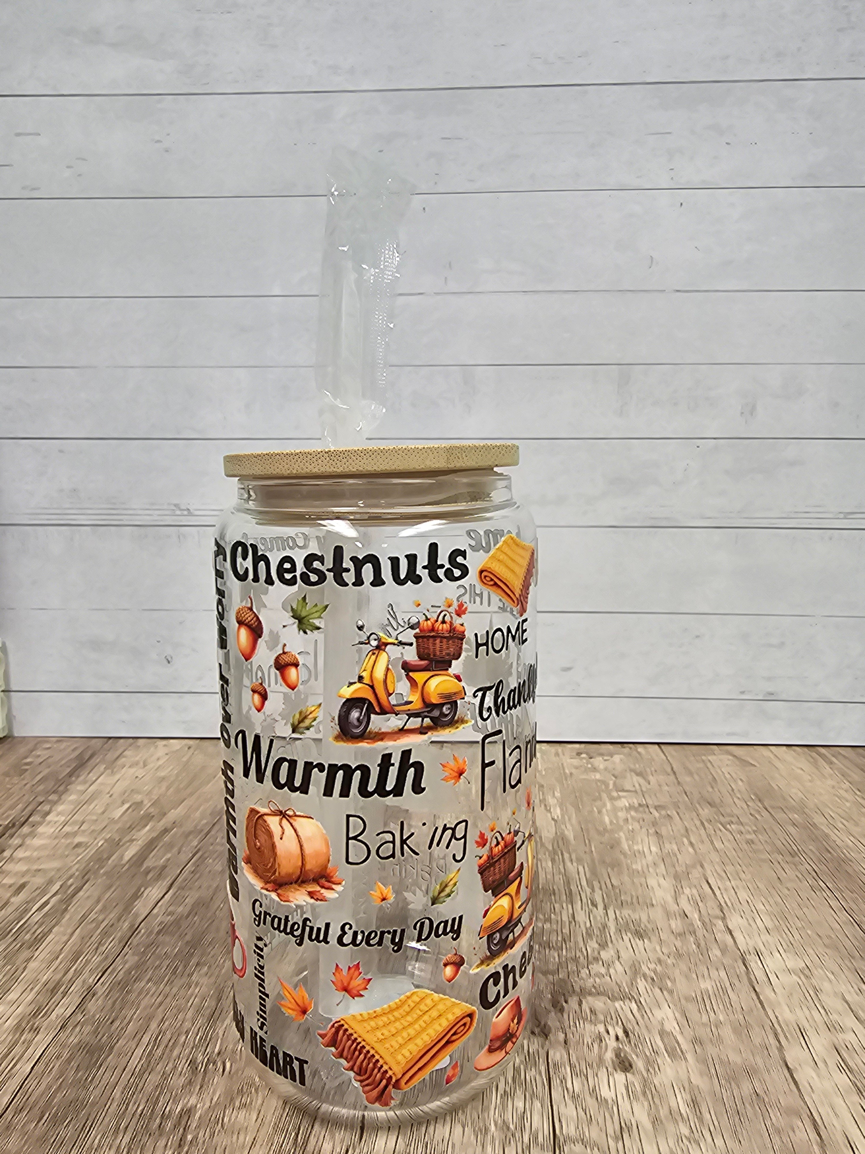 Fall Glass Can Tumbler